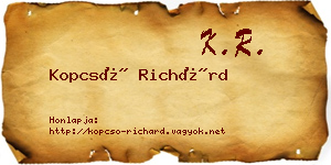 Kopcsó Richárd névjegykártya